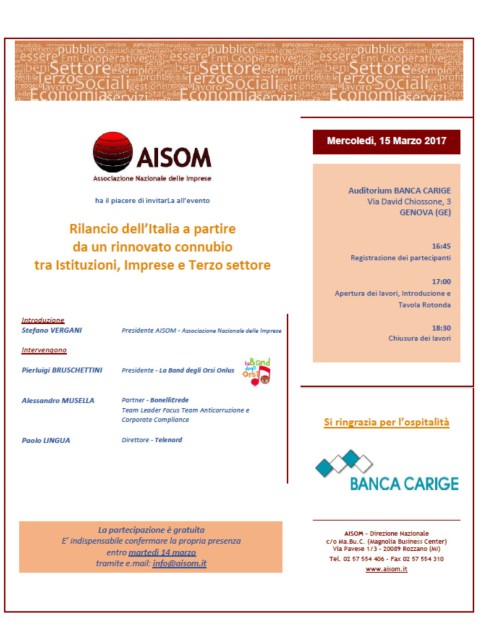 Genova_15 marzo 2017_Rilancio dell’Italia a partire da un rinnovato connubio tra Istituzioni, Imprese e Terzo settore