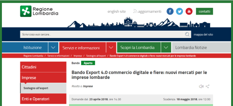 Bando Export 4.0 – Commercio digitale e fiere: nuovi mercati per le imprese lombarde