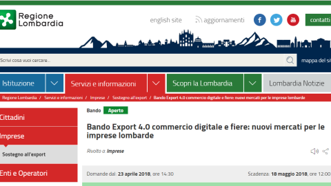 Bando Export 4.0 – Commercio digitale e fiere: nuovi mercati per le imprese lombarde