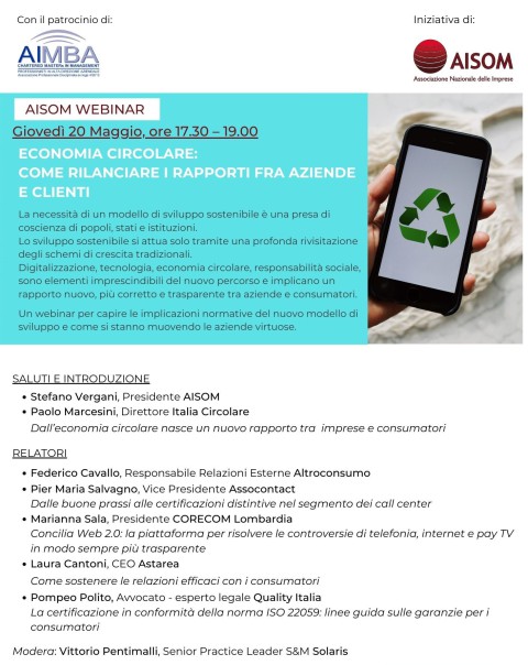 WEBINAR_AISOM_ECONOMIA CIRCOLARE_RAPPORTO AZIENDE e CONSUMATORI_20 maggio 2021